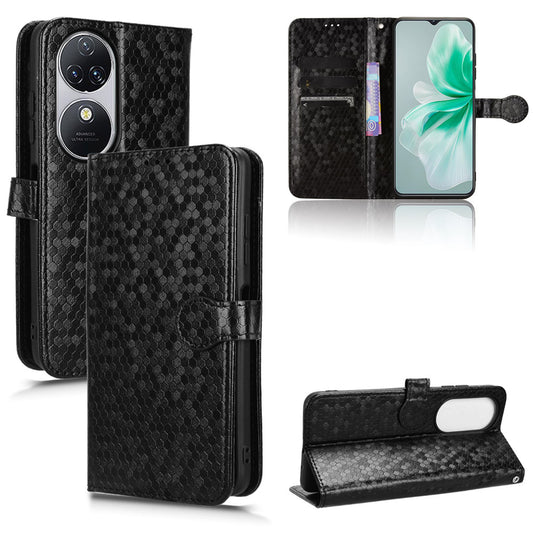 Slim Flip Polka-Dots Phone Case with Card Holder for Oukitel C38, Black