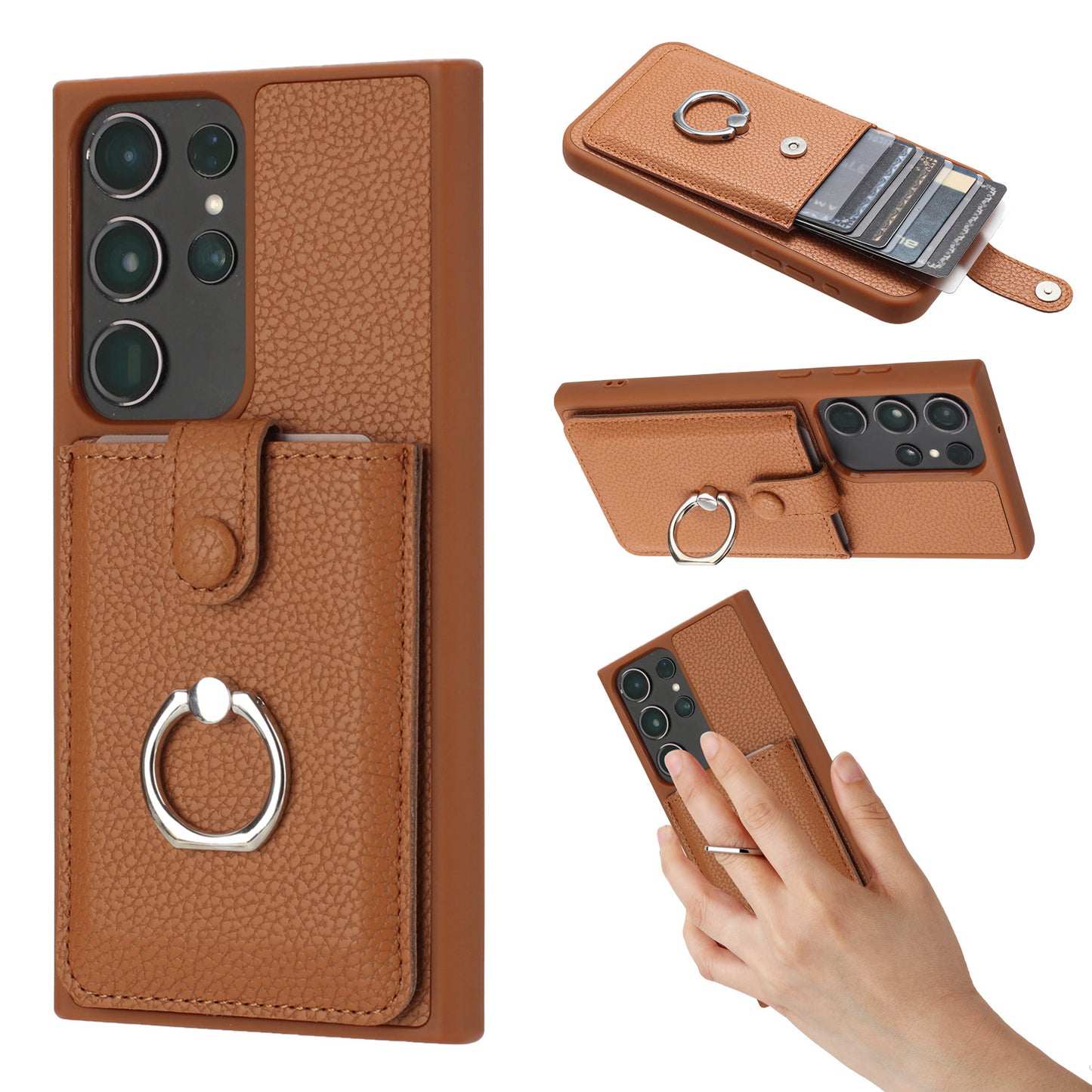 for Samsung Galaxy S23 Ultra Wallet Case with Card Holder, Brown