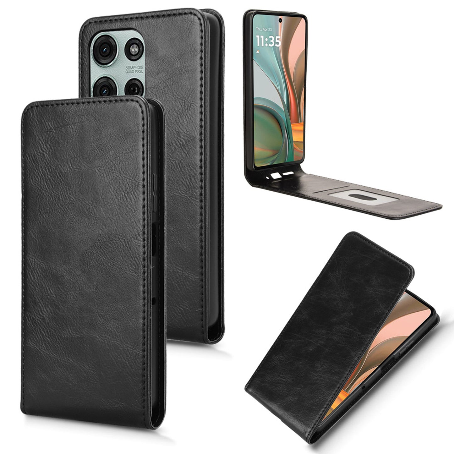 Moto G75 5G Flip Case | Sxiakai Series, Black