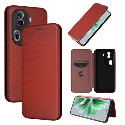 Carbon Fiber Flip Case for OPPO Reno11 Pro 5G, Brown