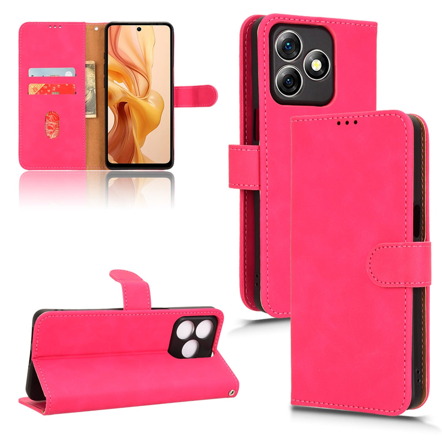 Wallet Case with Card Holder Flip Magnetic Protective Cover for Ulefone Note 18 Ultra, Pink