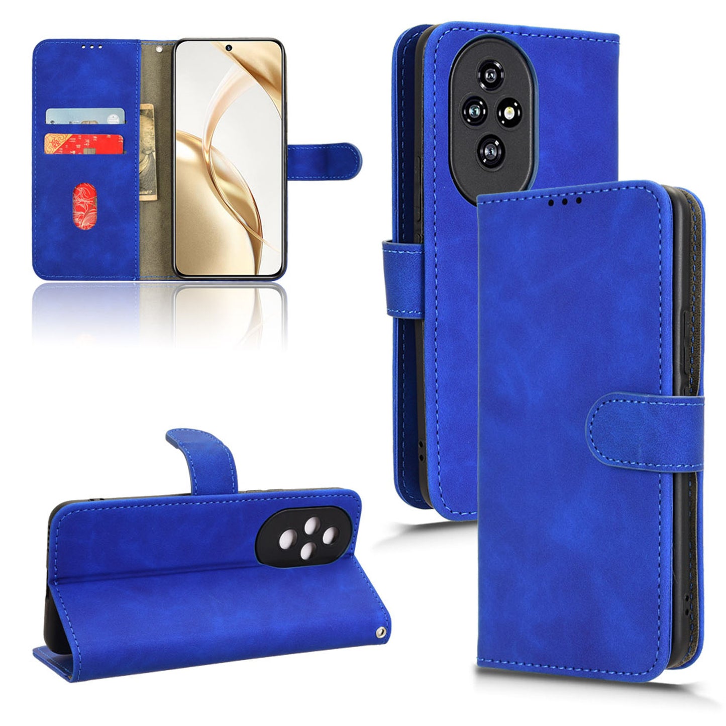 Wallet Case with Card Holder Flip Magnetic Protective Cover for Honor 200, Blue