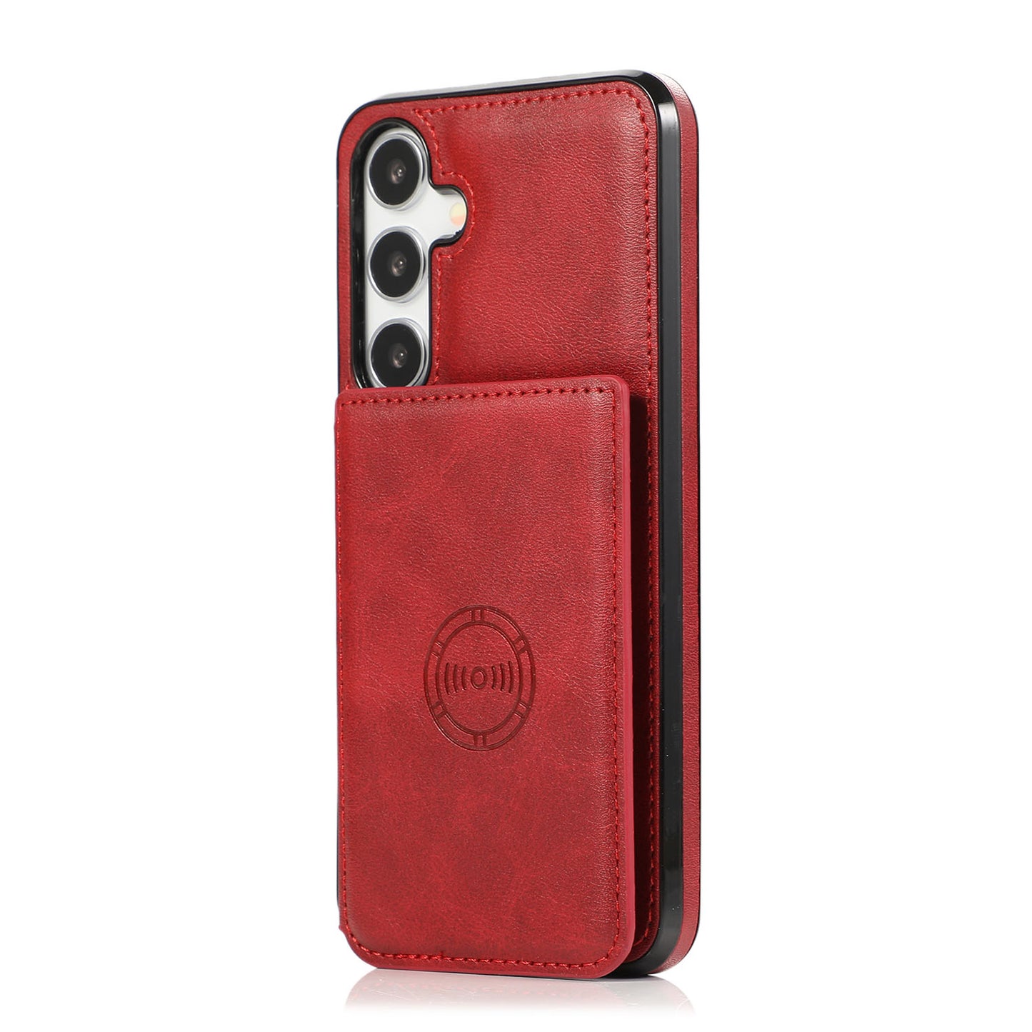 PU Leather Back Cover With Durable Button for Samsung Galaxy S24+, Red