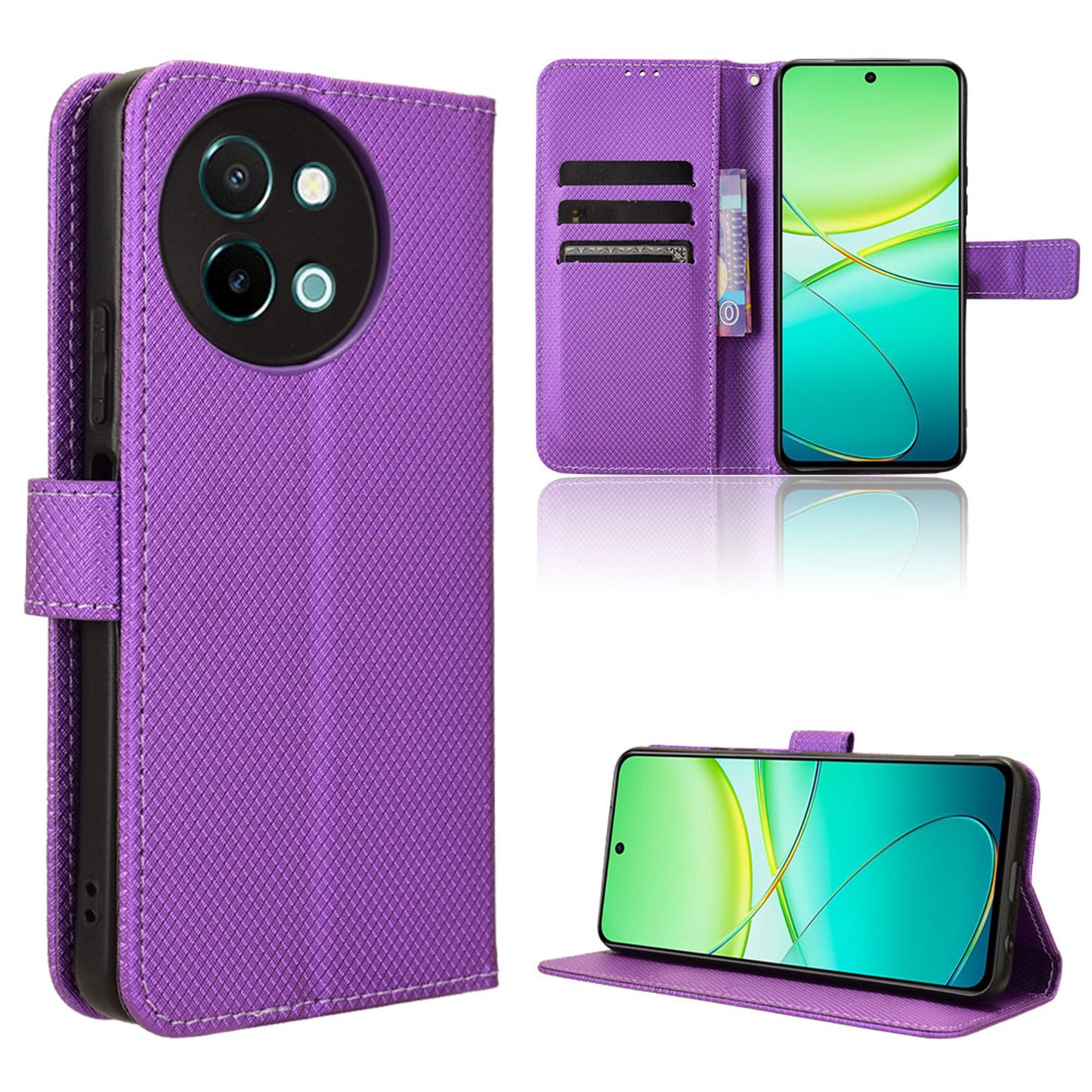 Wallet Case for VIVO Y58 5G, Purple