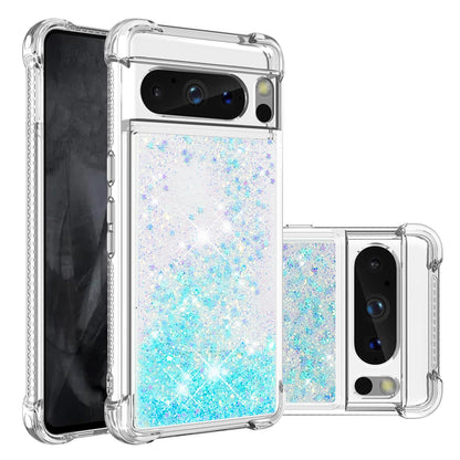 Liquid Flowing Case Anti Fall Proof Soft TPU Bumper Cover for Google Pixel 8 Pro, Silver Blue Star