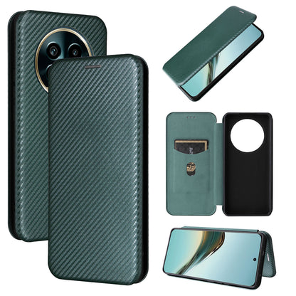 Carbon Fiber Flip Case for Realme 13 Pro Plus, Green