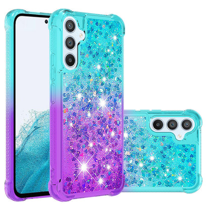 Samsung Galaxy A54 5G Gradient Quicksand Series Bling Liquid TPU Case, Pink&Blue