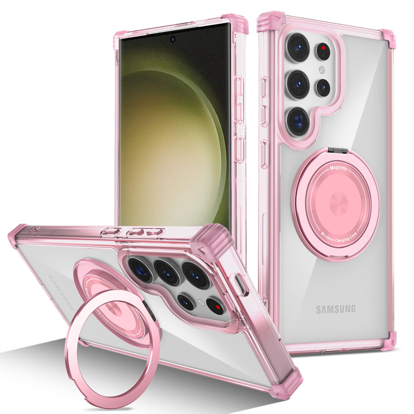 Samsung Galaxy S23 Ultra Case, Built in 360¡ã Magnetic Stand, Compatible with Magsafe, Pink