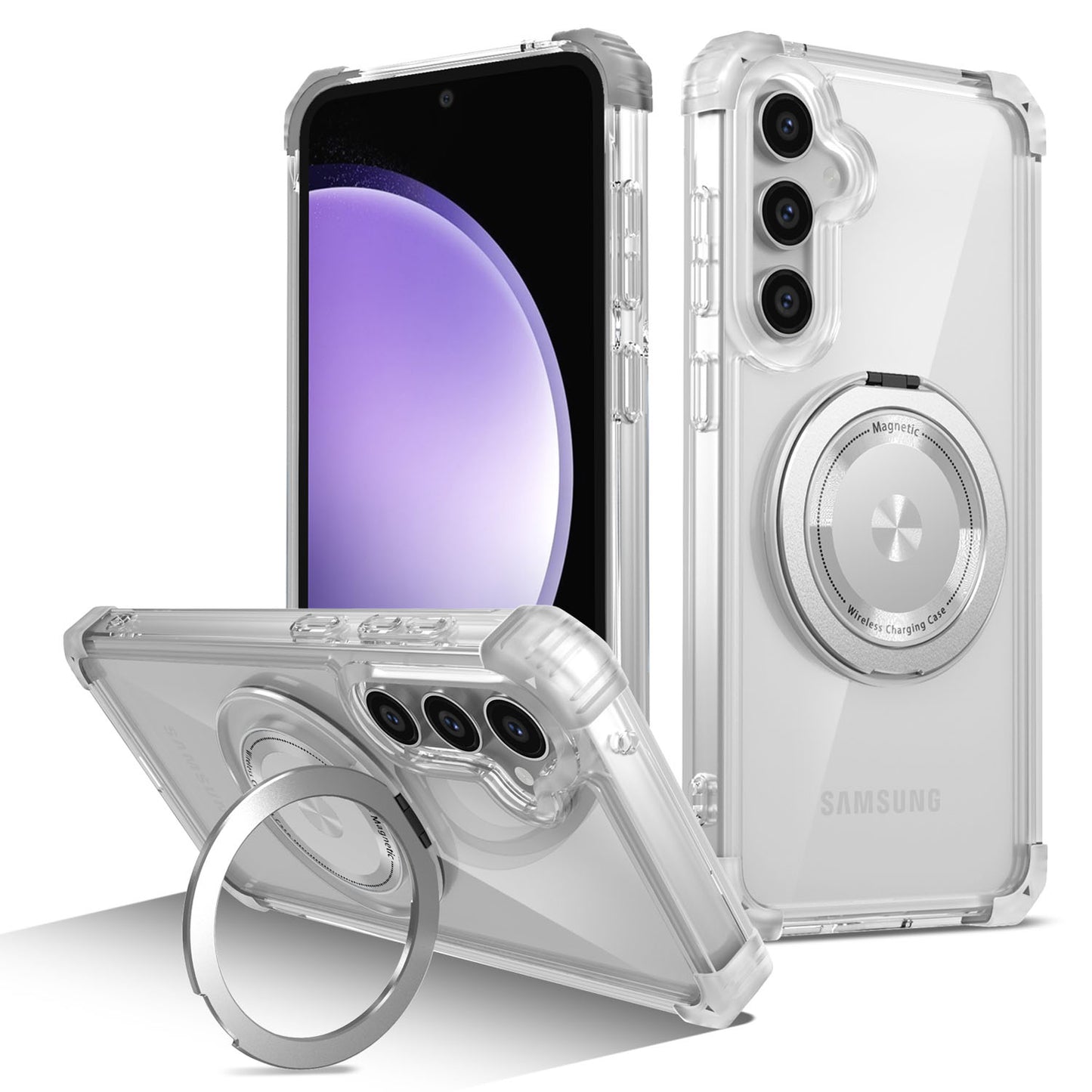 Samsung Galaxy S23 FE Case, Built in 360¡ã Magnetic Stand, Compatible with Magsafe, Clear