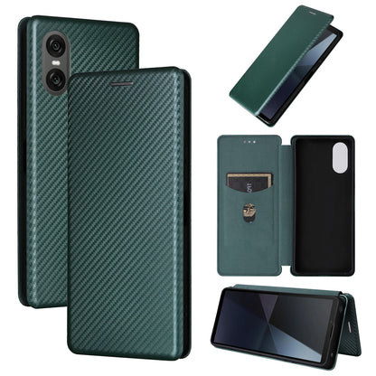 Carbon Fiber Flip Case for Sony Xperia 10 VI 2024, Green