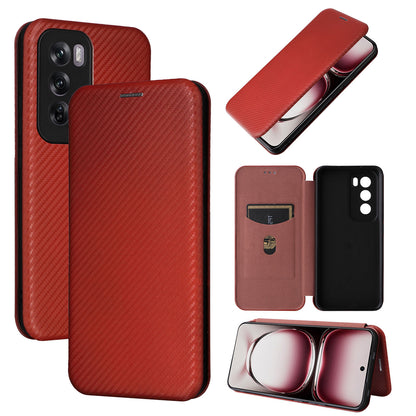 Carbon Fiber Flip Case for OPPO Reno12 Pro 5G, Brown