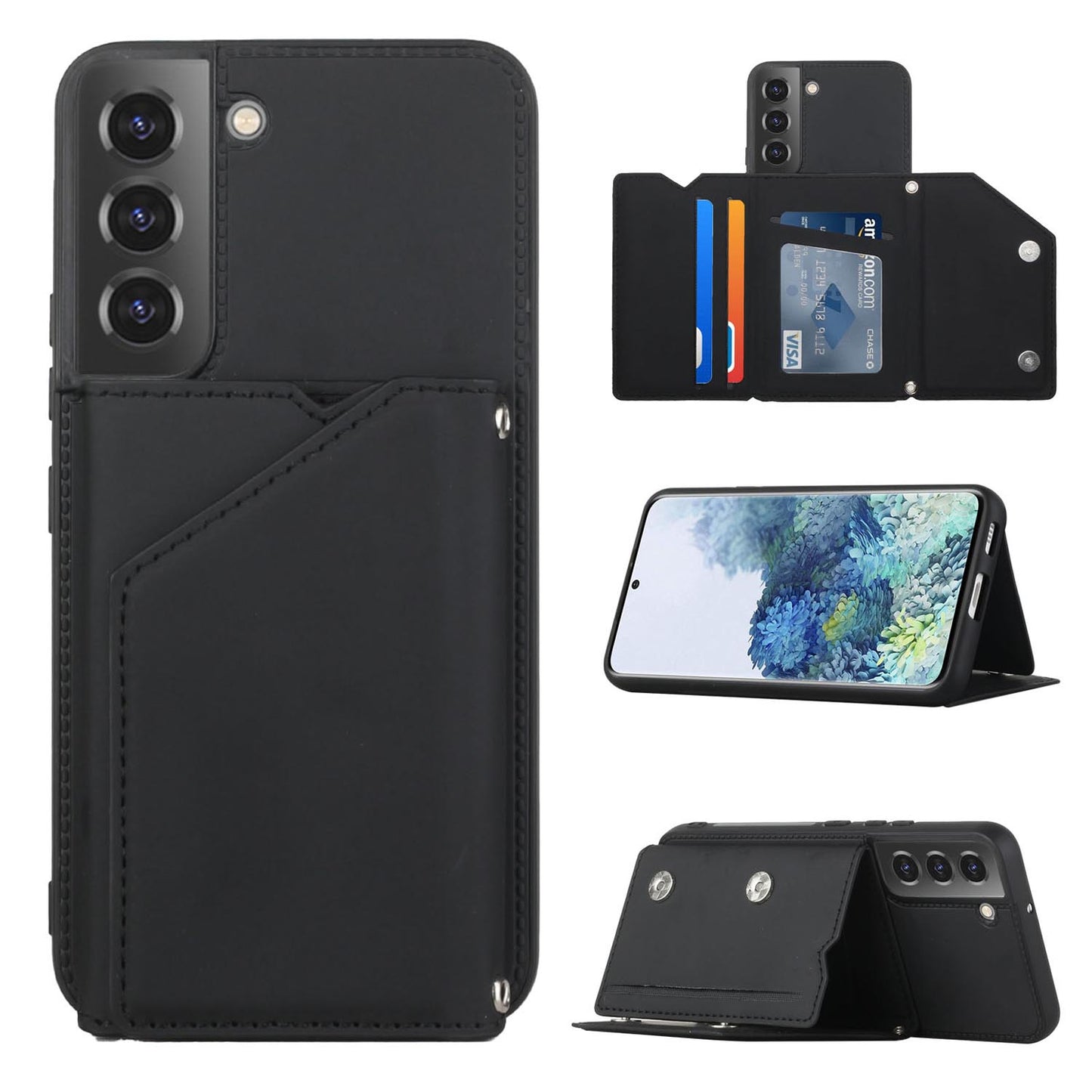 PU Leather Flip Shockproof Protective Cover for Samsung Galaxy S23, Black