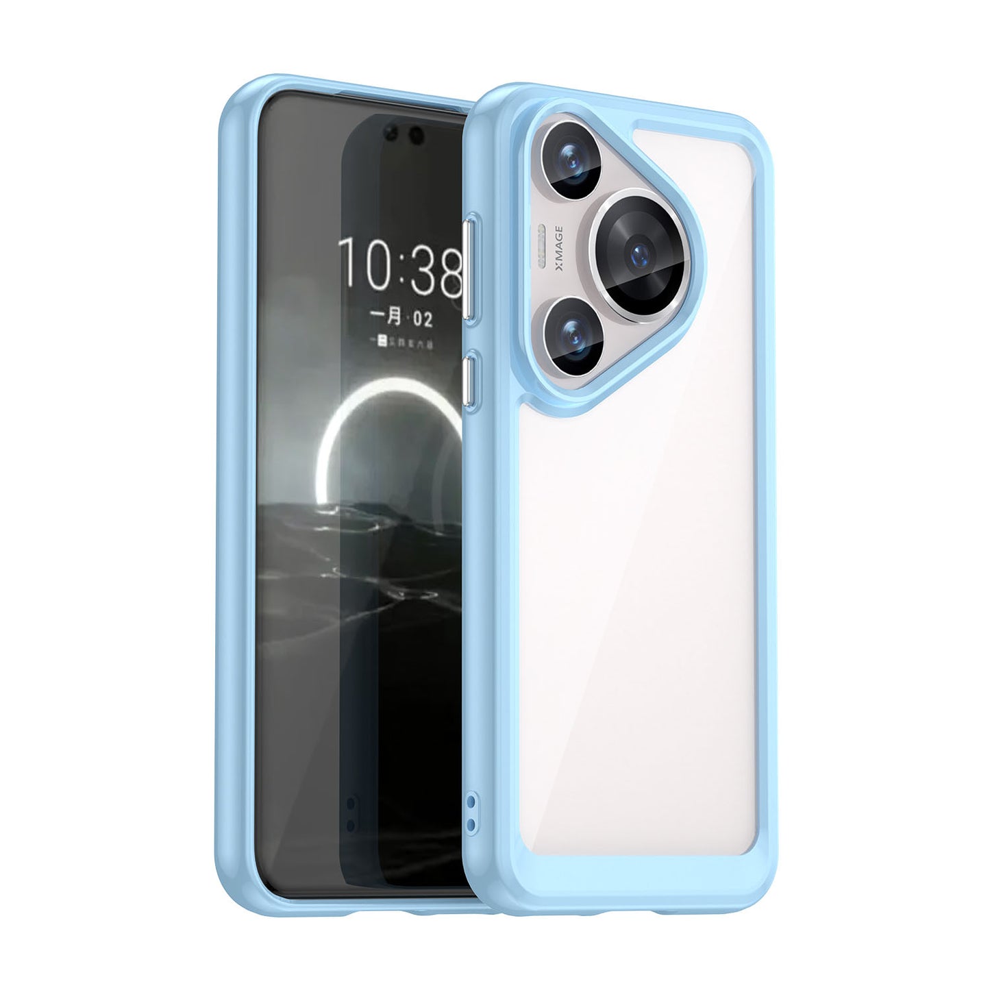 Hard Back Soft Bumper Protective Case for Huawei Pura 70 Pro, Blue