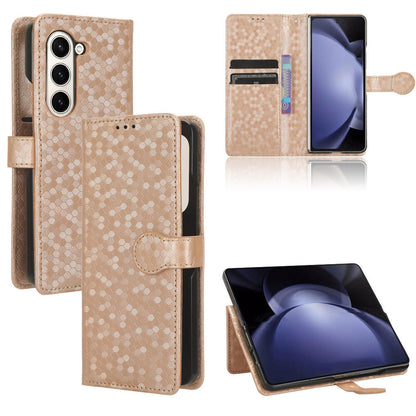 Slim Flip Polka-Dots Phone Case with Card Holder for Samsung Galaxy Z Fold6, Rose Gold