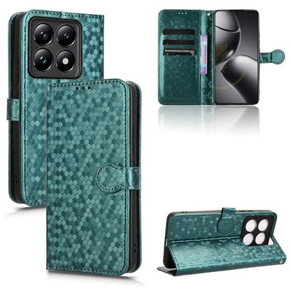 Slim Flip Polka-Dots Phone Case with Card Holder for Xiaomi 14T, Green