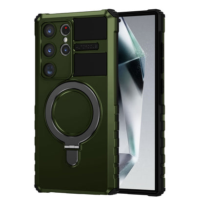 Samsung Galaxy S24 Ultra Case with Magnetic Invisible Kickstand, Compatible with MagSafe, Green