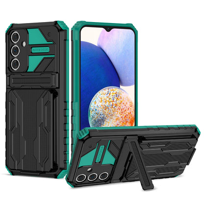 Detachable Card Holder Case with Kickstand Heavy Duty Cover for Samsung Galaxy A15 5G, Green