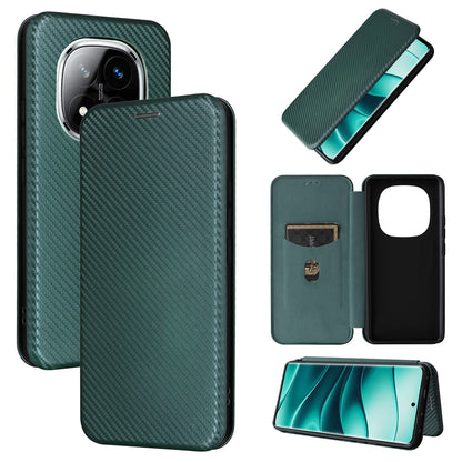 Carbon Fiber Flip Case for Redmi Note 14 Pro 5G, Green