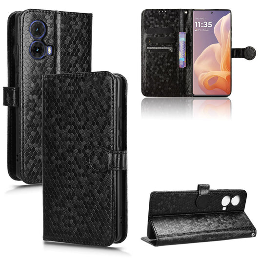 Slim Flip Polka-Dots Phone Case with Card Holder for Moto G85 5G, Black