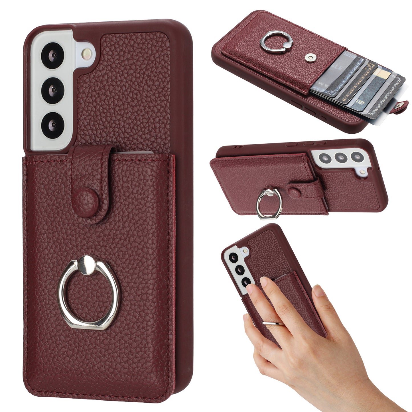 for Samsung Galaxy S22+ Wallet Case with Card Holder, Red