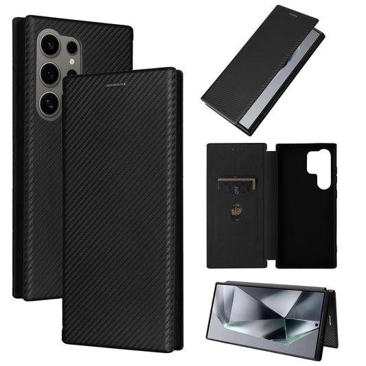 Carbon Fiber Flip Case for Samsung Galaxy S24 Ultra, Black