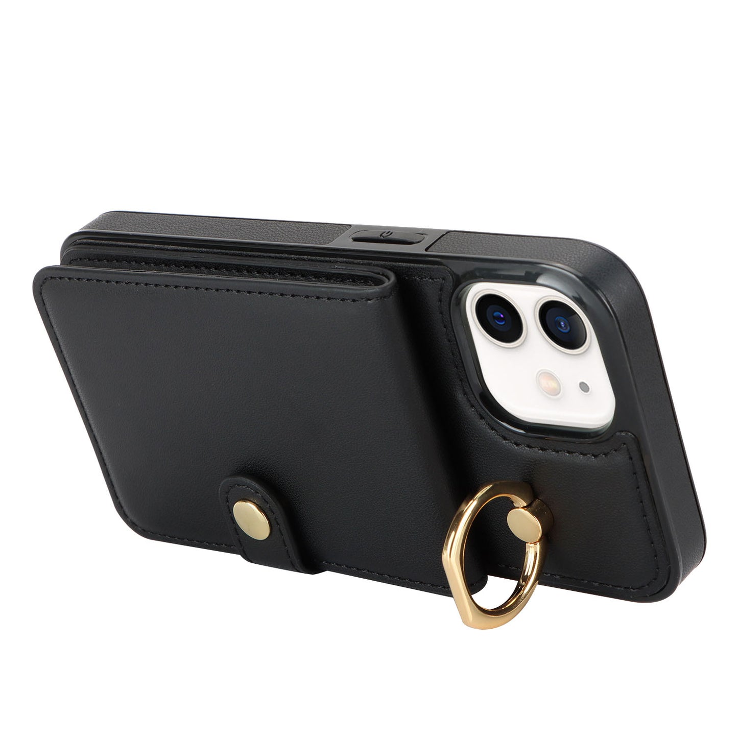 for iPhone 12 Wallet Case with Card Holder, Black