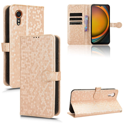 Slim Flip Polka-Dots Phone Case with Card Holder for Samsung Galaxy XCover7, Rose Gold