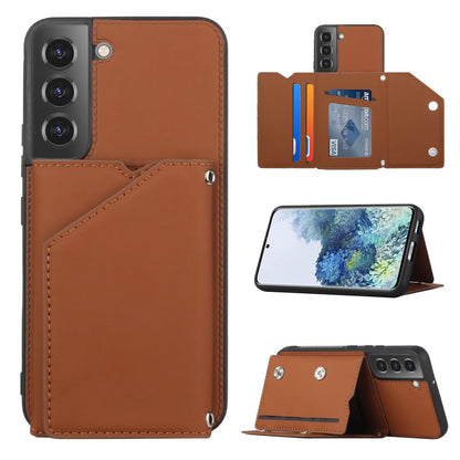 PU Leather Flip Shockproof Protective Cover for Samsung Galaxy S23+, Brown