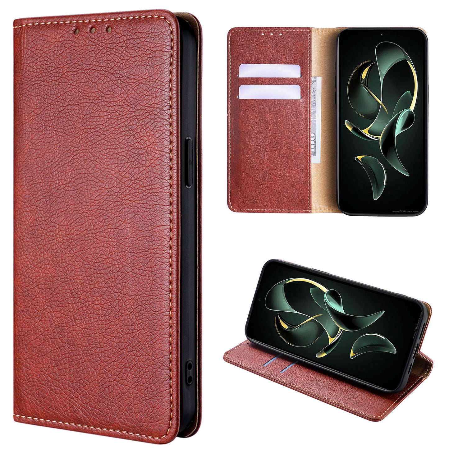 for Motorola Edge 50 Pro Wallet Case with Credit Card Holder, PU Leather Folio Flip Protective Cover, Brown