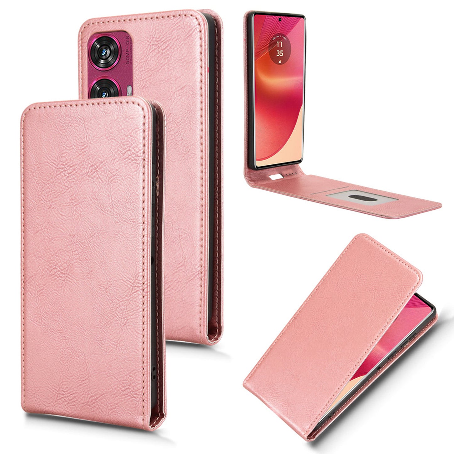 Motorola Edge 50 Fusion Flip Case | Sxiakai Series, RoseGold