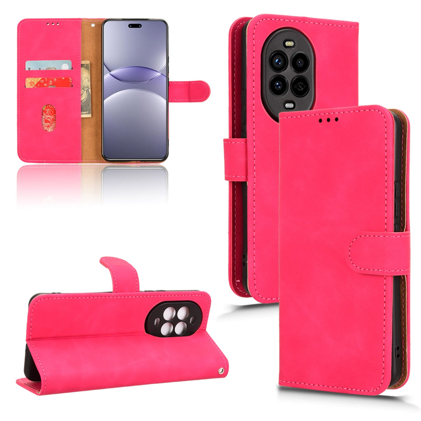 Wallet Case with Card Holder Flip Magnetic Protective Cover for Huawei Nova 13 Pro, Pink