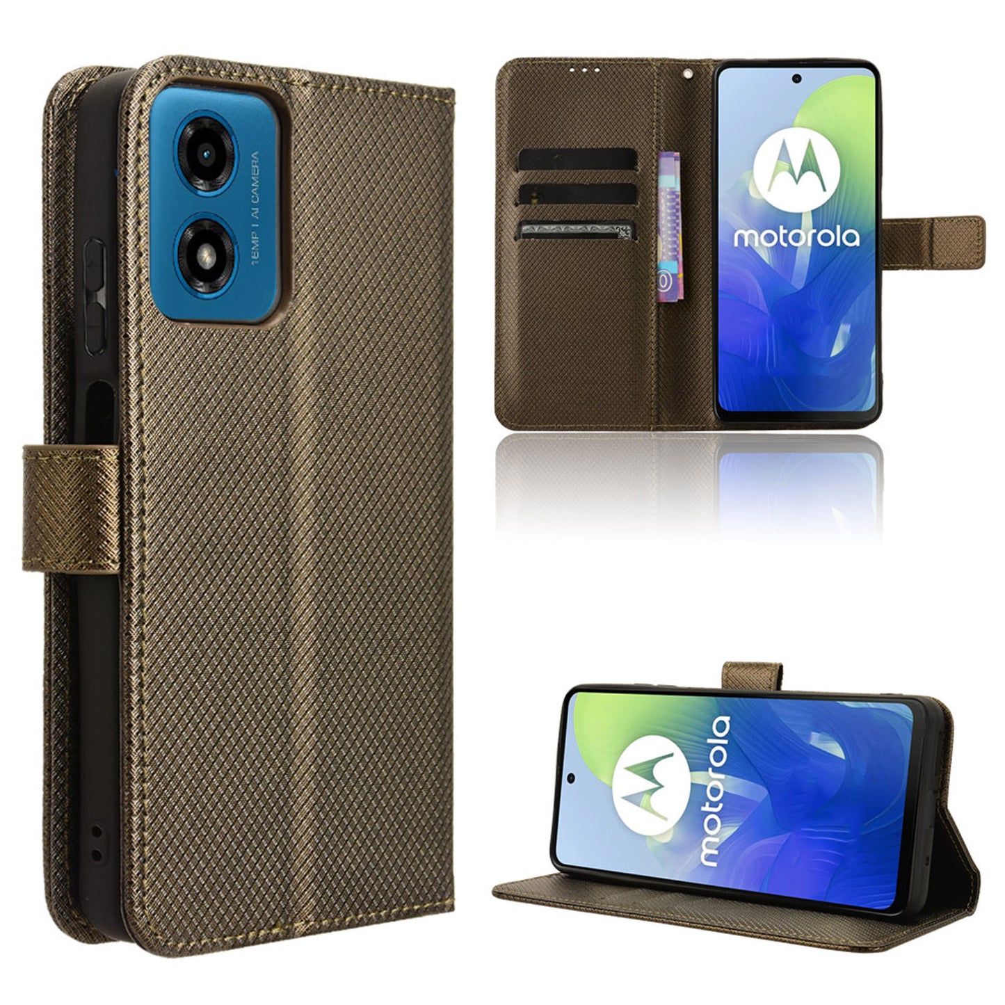 Wallet Case for Motorola Moto E14, Bronzed