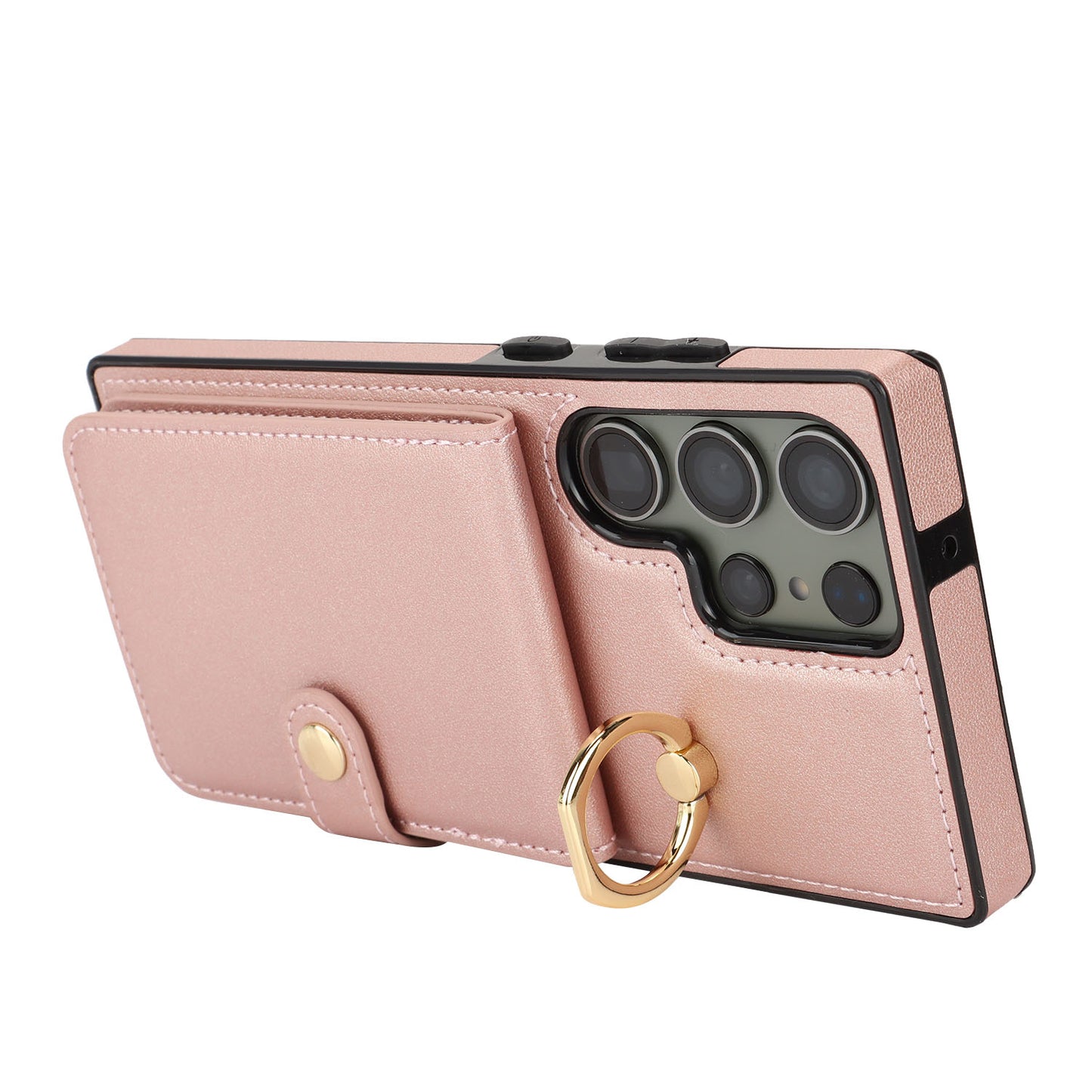 for Samsung Galaxy S23 Ultra Wallet Case with Card Holder, Rose Gold