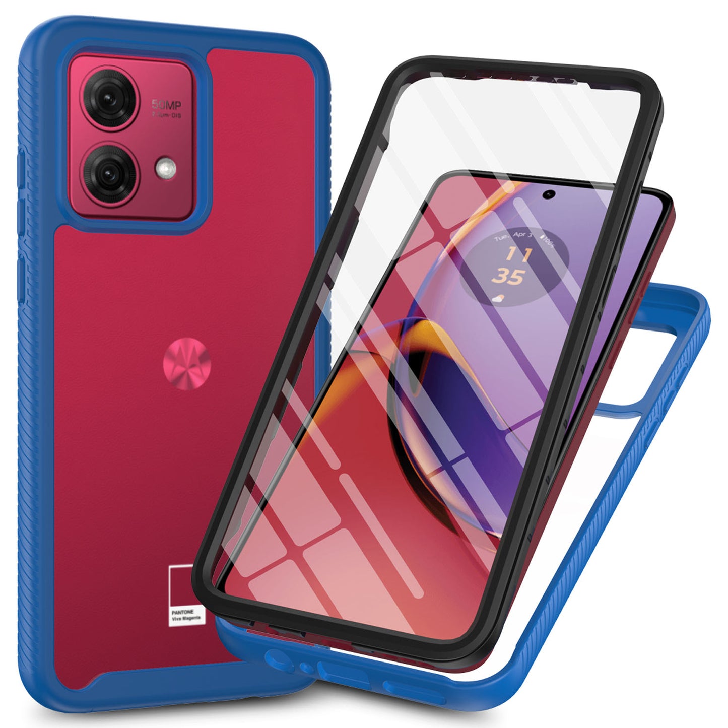 Shockproof Full Body Hard Case with Built-in Screen Protector Cover for Moto G84 5G