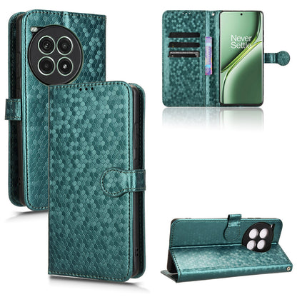 Slim Flip Polka-Dots Phone Case with Card Holder for OnePlus Ace 3 Pro, Green