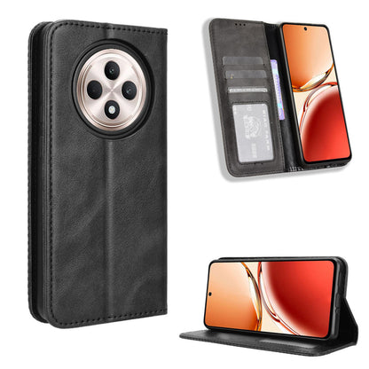 OPPO Reno12 F 5G Flip Folio Case with Card Holder Hidden Magnetic, Brown