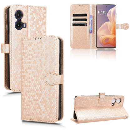 Slim Flip Polka-Dots Phone Case with Card Holder for Moto G85 5G, Rose Gold