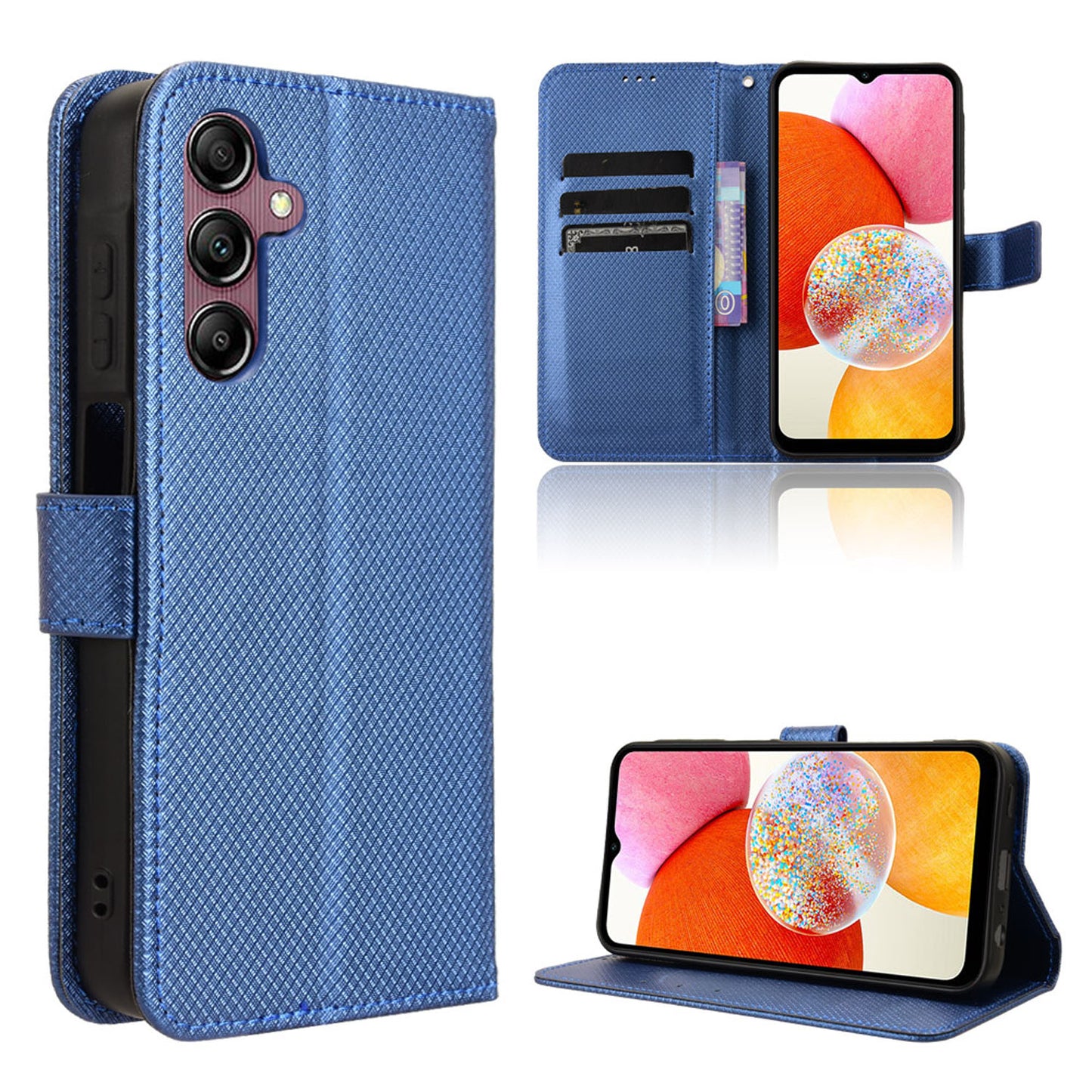 Wallet Case with Credit Card Holder PU Leather Flip Folio Phone Cover for Samsung Galaxy A15 5G, Blue