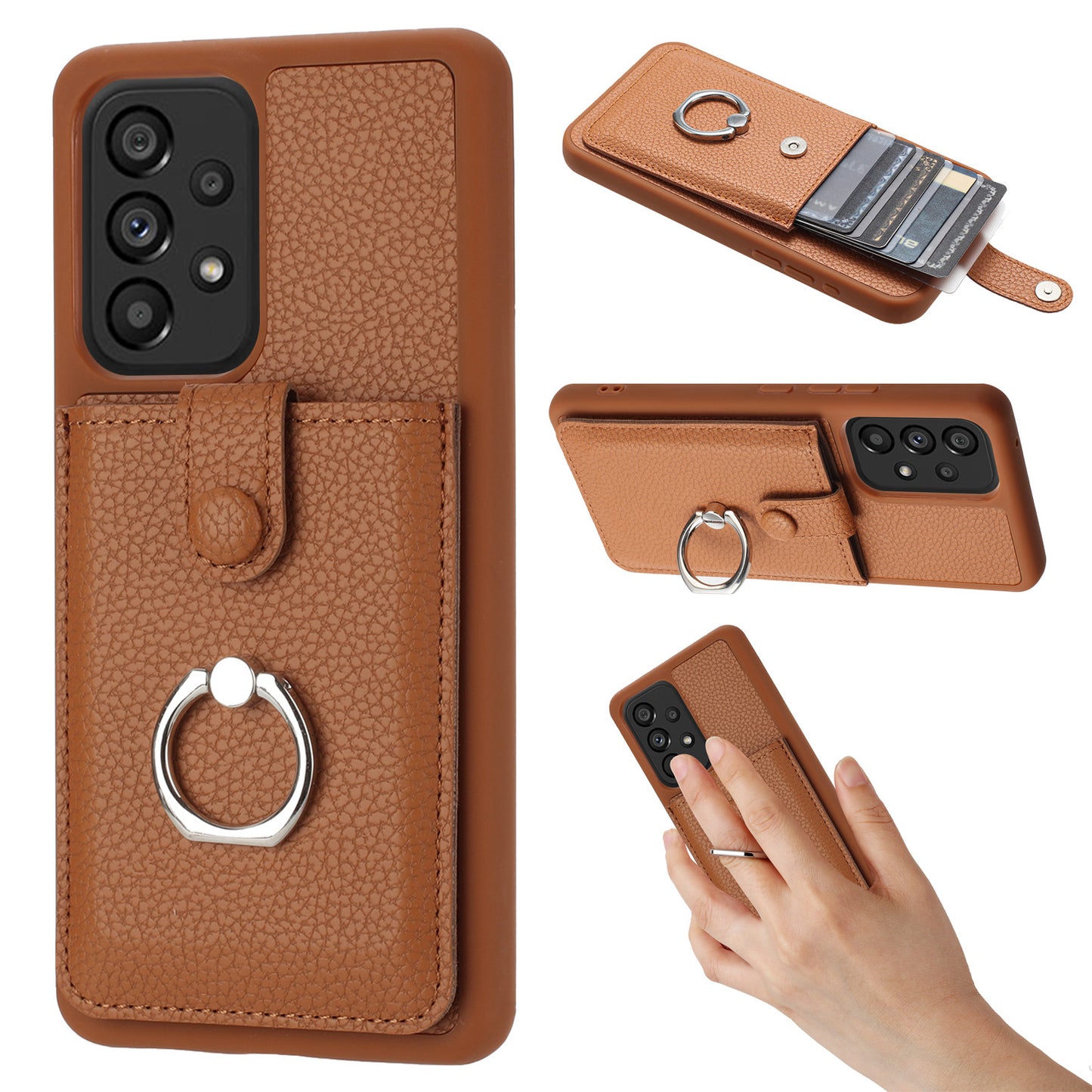 for Samsung Galaxy A53 5G Wallet Case with Card Holder, Brown