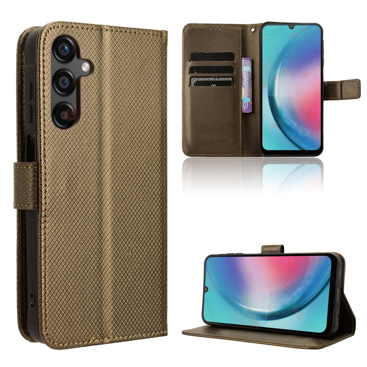 Wallet Case with Credit Card Holder PU Leather Flip Folio Phone Cover for Samsung Galaxy A25 5G, Bronzed