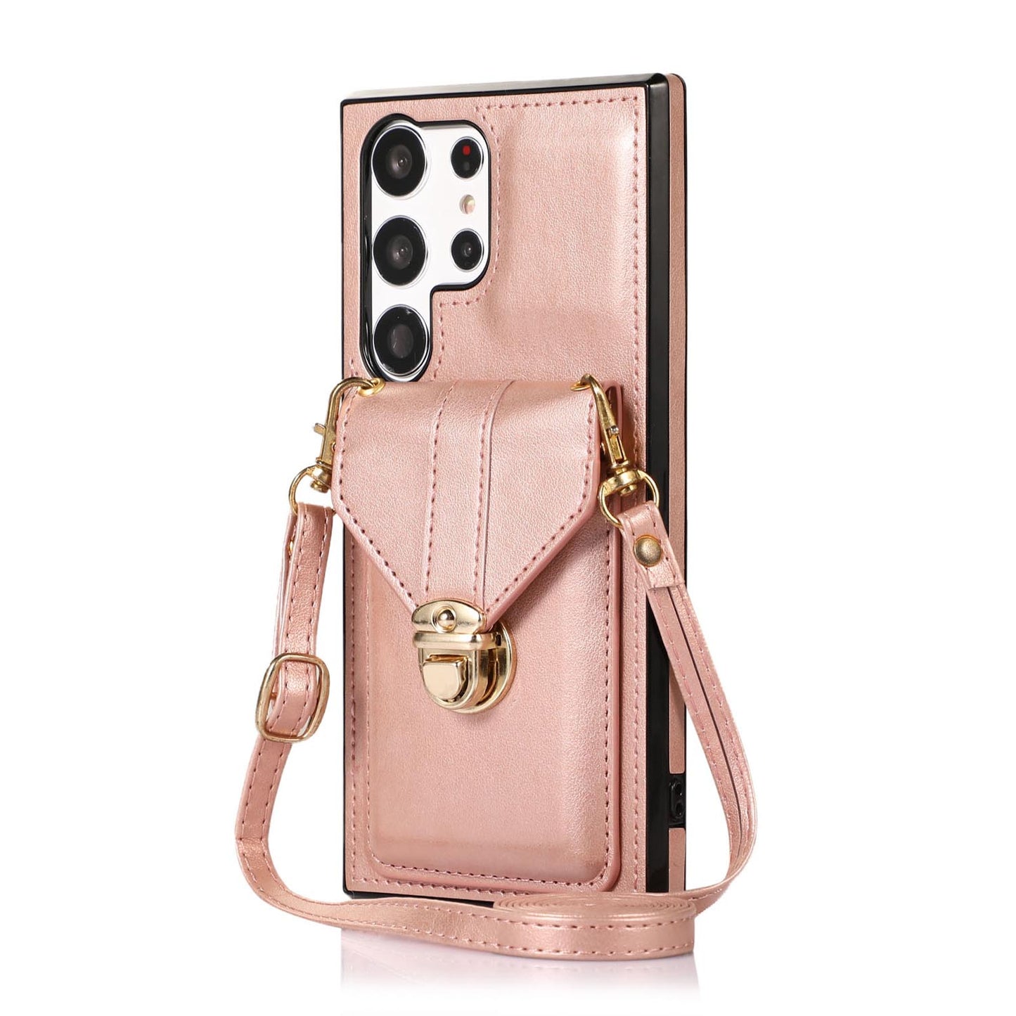 Crossbody Wallet Case with Wrist Strap Shoulder Protective Cover for Samsung Galaxy S23 Ultra