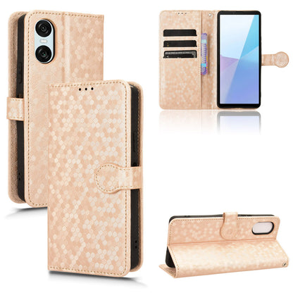 Slim Flip Polka-Dots Phone Case with Card Holder for Sony Xperia 10 VI 2024, Rose Gold