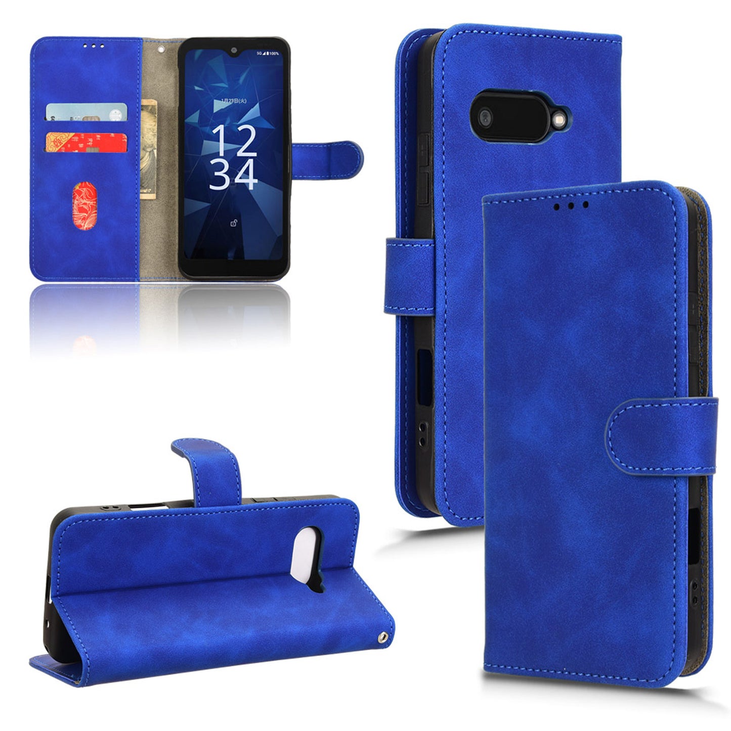 Wallet Case with Card Holder Flip Magnetic Protective Cover for Kyocera Digno SX4, Blue