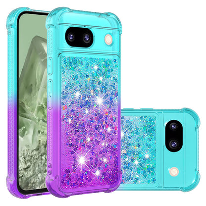 Google Pixel 8A Gradient Quicksand Series Bling Liquid TPU Case, Blue&Purple