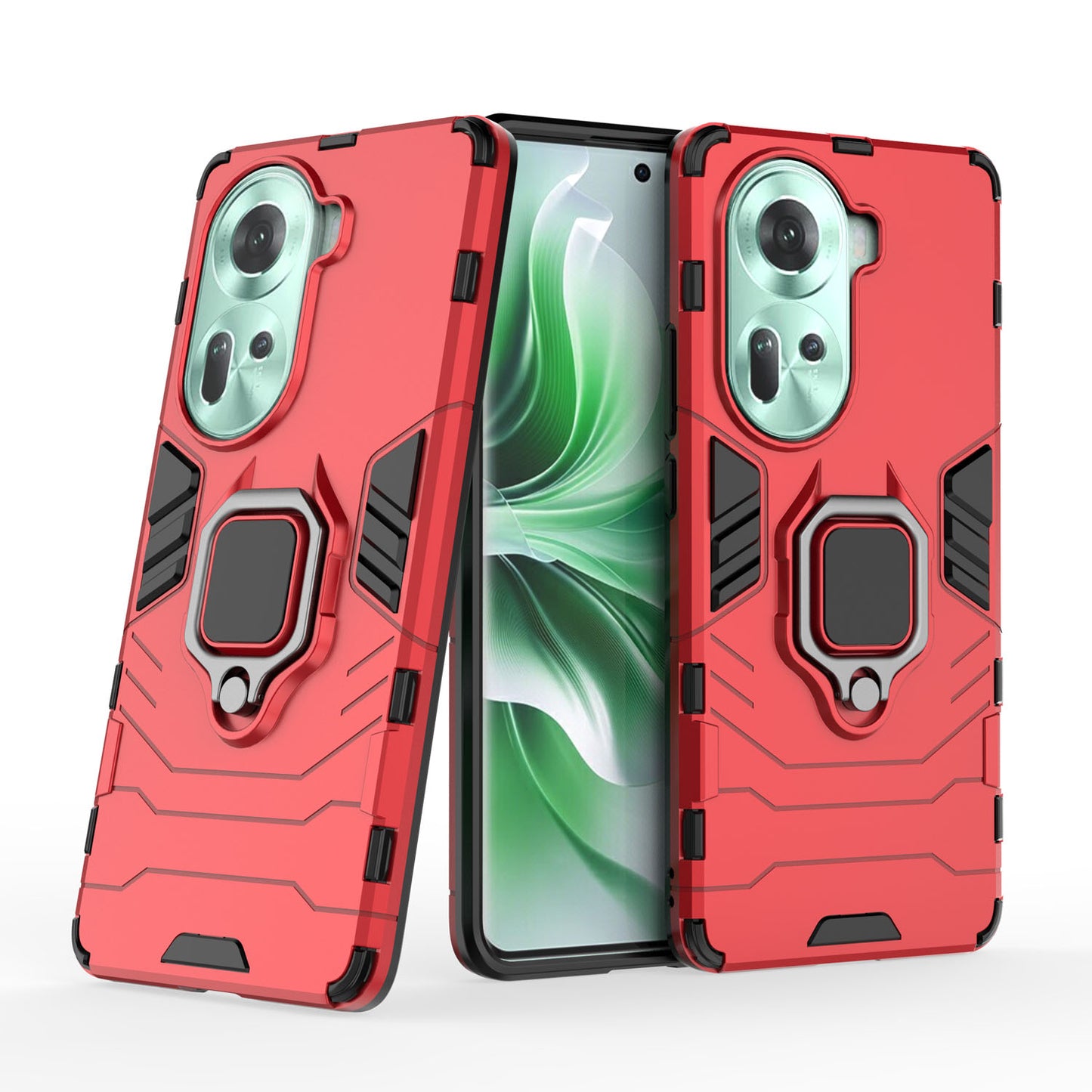 Support Magnetic Car Mounts Stylish Dual Layer Hard PC Back Case for OPPO Reno11 5G