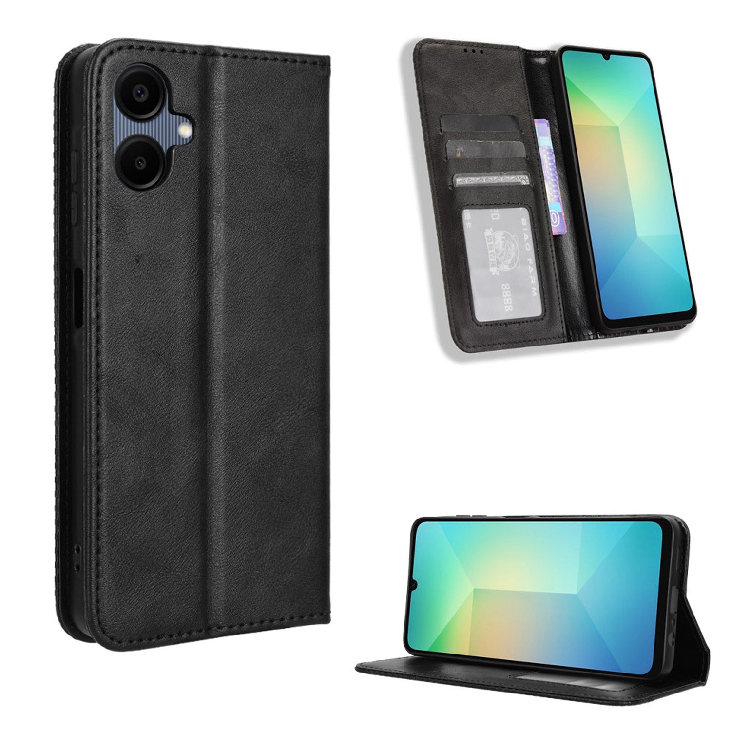 Samsung Galaxy A06 Flip Folio Case with Card Holder Hidden Magnetic, Brown