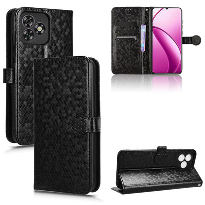 Slim Flip Polka-Dots Phone Case with Card Holder for Oukitel C53, Black