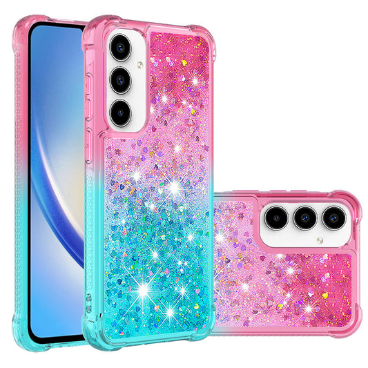 Samsung Galaxy A35 5G Gradient Quicksand Series Bling Liquid TPU Case, Blue&Purple