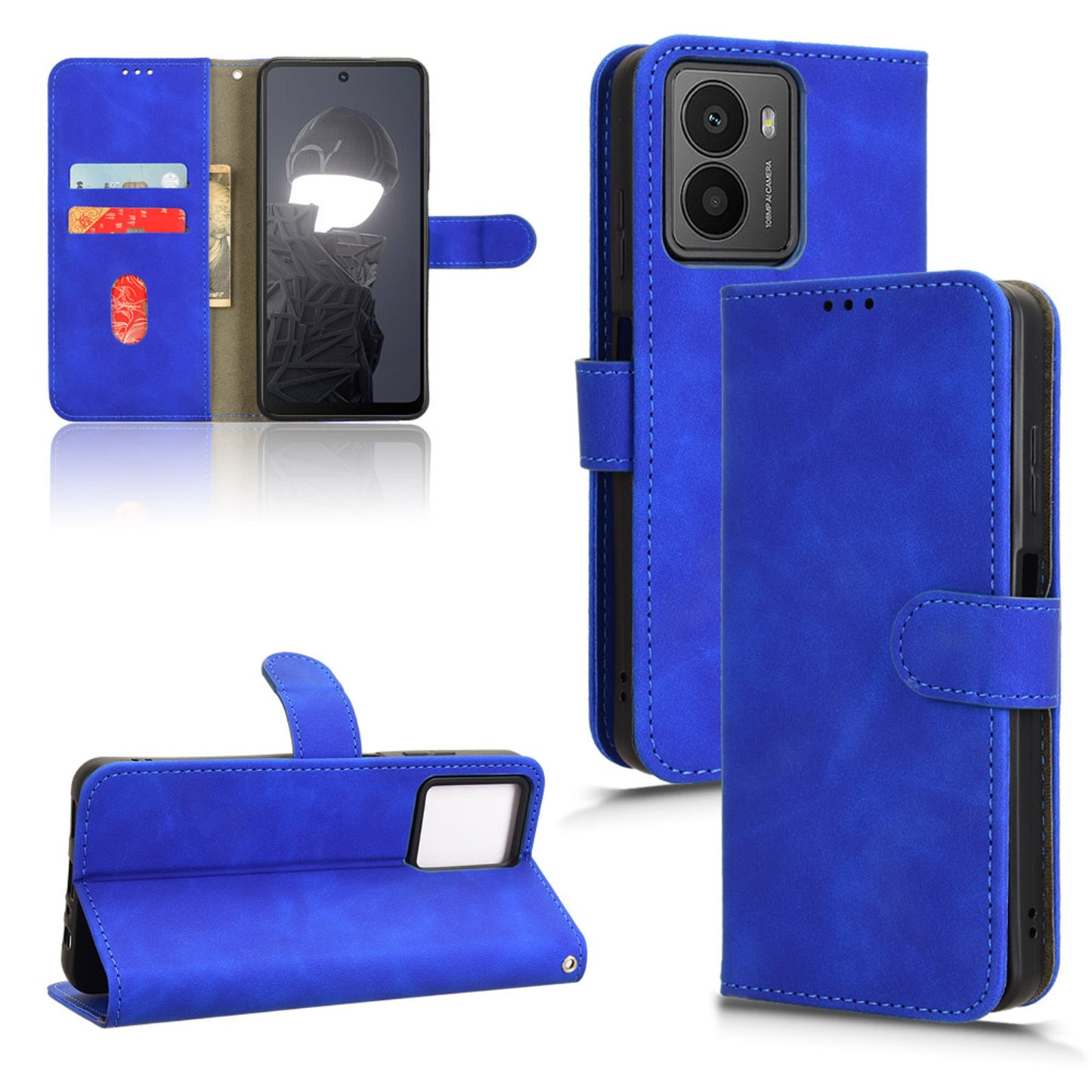 Wallet Case with Card Holder Flip Magnetic Protective Cover for HMD Fusion, Blue