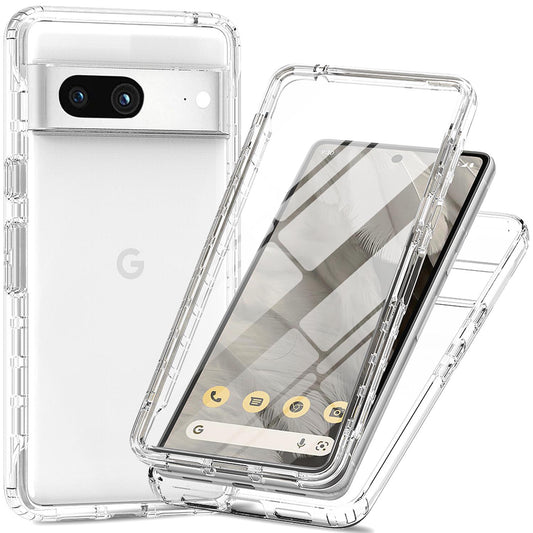 Gradient Clear Shockproof Full Body Case with Built-in Screen Protector Cover for Google Pixel 8, HALF-BLACK